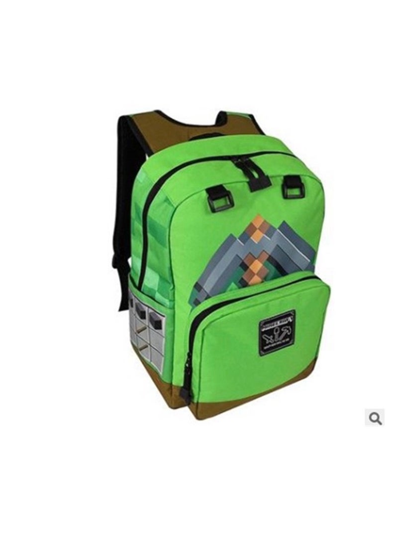 17inch Minecraft school supplies Backpack kids bag Ash pickaxe green school bag size :45*35*23cm