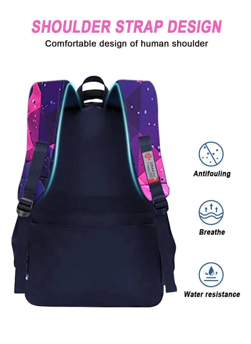 Kids Backpack Purple Rhombus Backpacks Purple - Durable Lightweight Bookbag with 6 Main Compartment Front Utility Pocket with Built-in Organizer - Premium Backpack Ages 8-12