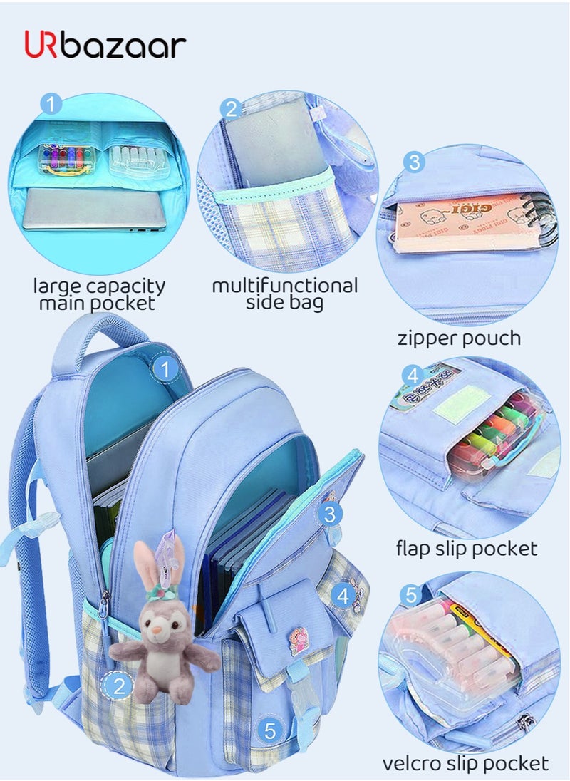 Schoolbag, kids backpack leisure backpack school student laptop backpack, waterproof backpack,accessories plush pendant for Teens Girls Women Studentsr School bag