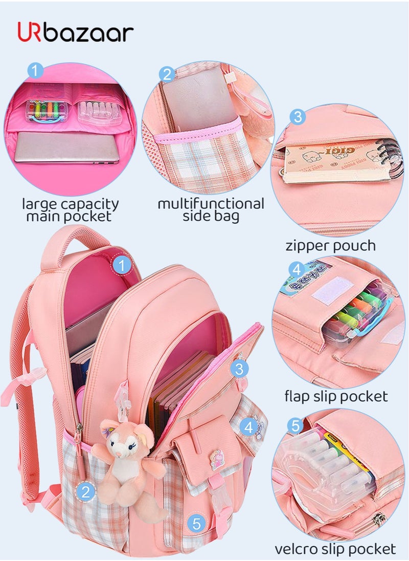 Schoolbag, kids backpack leisure backpack school student laptop backpack, waterproof backpack,accessories plush pendant for Teens Girls Women Studentsr School bag