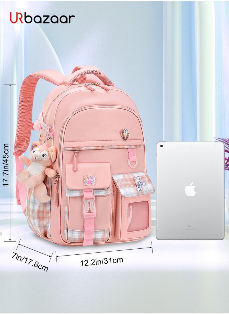 Schoolbag, kids backpack leisure backpack school student laptop backpack, waterproof backpack,accessories plush pendant for Teens Girls Women Studentsr School bag