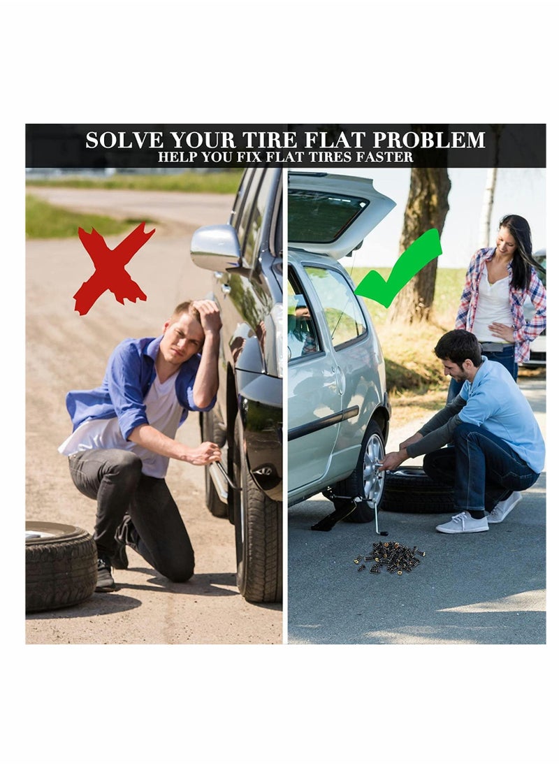 Tire Repair Rubber Nail with Screwdriver, 62Pcs Car Screws Auto Motorcycle Vacuum Nails Self Service Fast Tools