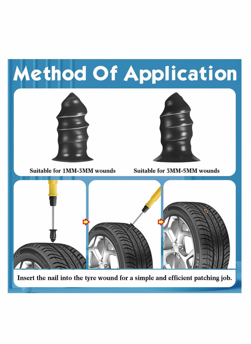 Tire Repair Rubber Nail with Screwdriver, 62Pcs Car Screws Auto Motorcycle Vacuum Nails Self Service Fast Tools