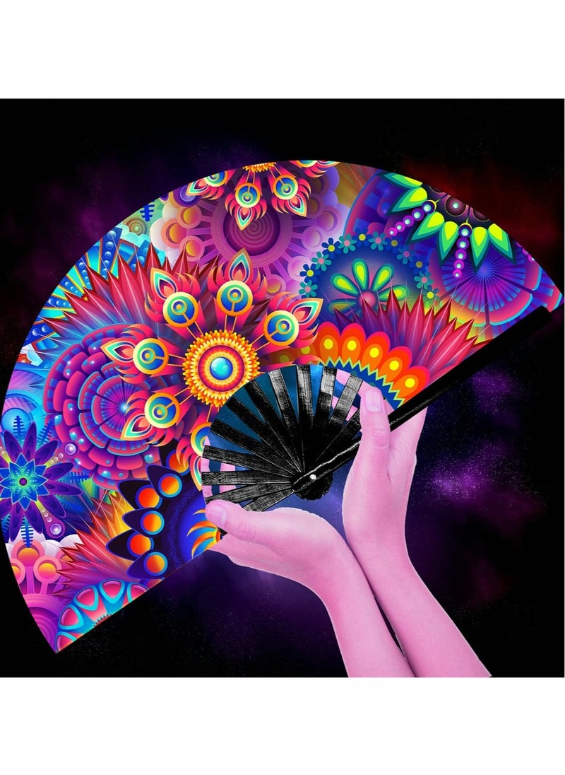 Rave Fan  Pride Fan and Festival Fan Large Folding Fan for Raves EDM Burlesque Pride Outfits for Women Men Festival Accessories Clack Fan Hand Fan