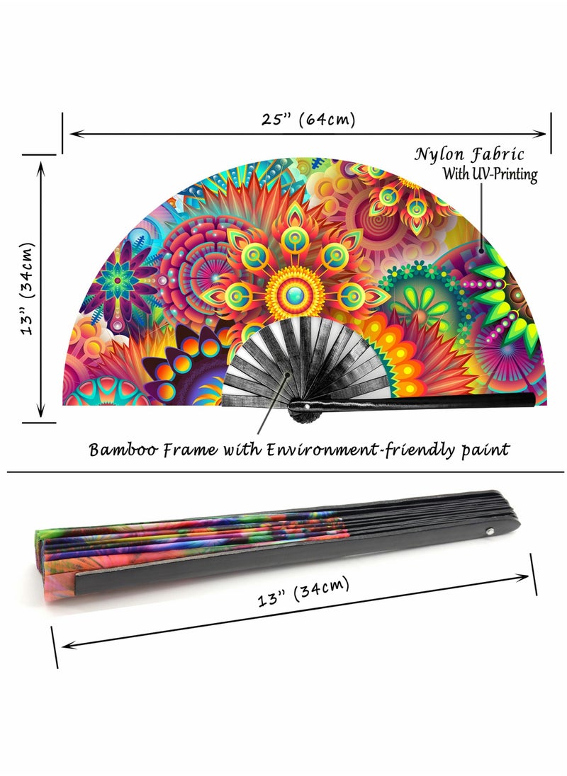 Rave Fan  Pride Fan and Festival Fan Large Folding Fan for Raves EDM Burlesque Pride Outfits for Women Men Festival Accessories Clack Fan Hand Fan