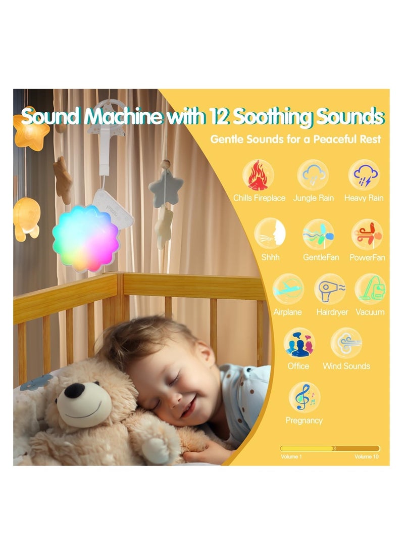 2 in 1 Night Light, White Noise Sound Machine Baby for Sleeping with Night Light, with 15 Night Lights & 12 Soothing Sounds