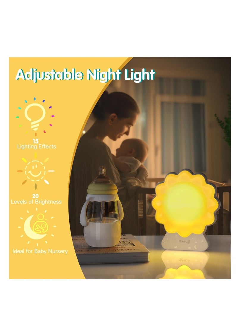 2 in 1 Night Light, White Noise Sound Machine Baby for Sleeping with Night Light, with 15 Night Lights & 12 Soothing Sounds