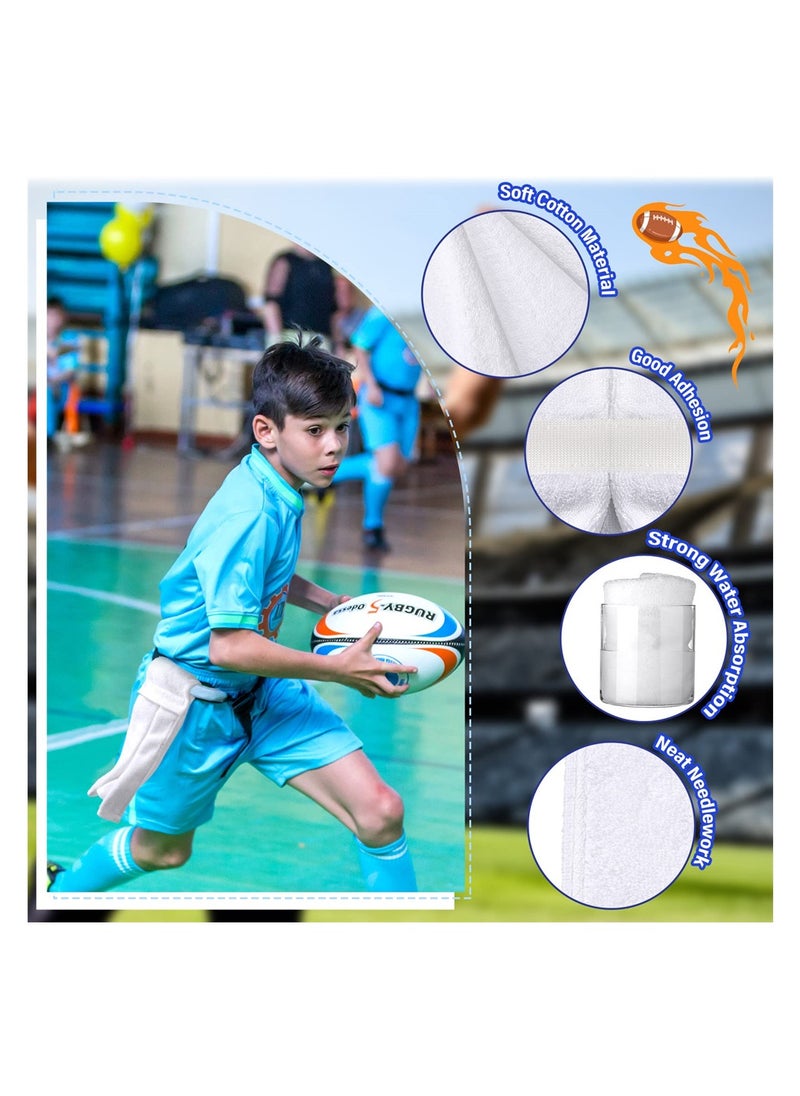 Football Towel Cotton Sports, Football Field Towel with Closure, Pitching Sweat Towel for Football Gym, Men Women Accessories, White, 2 Pcs