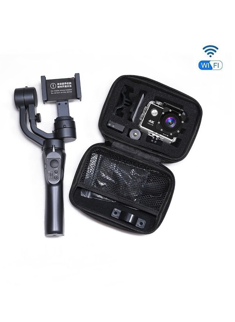 Wifi Action Camera with Waterproof Case plus mobile stabilizer