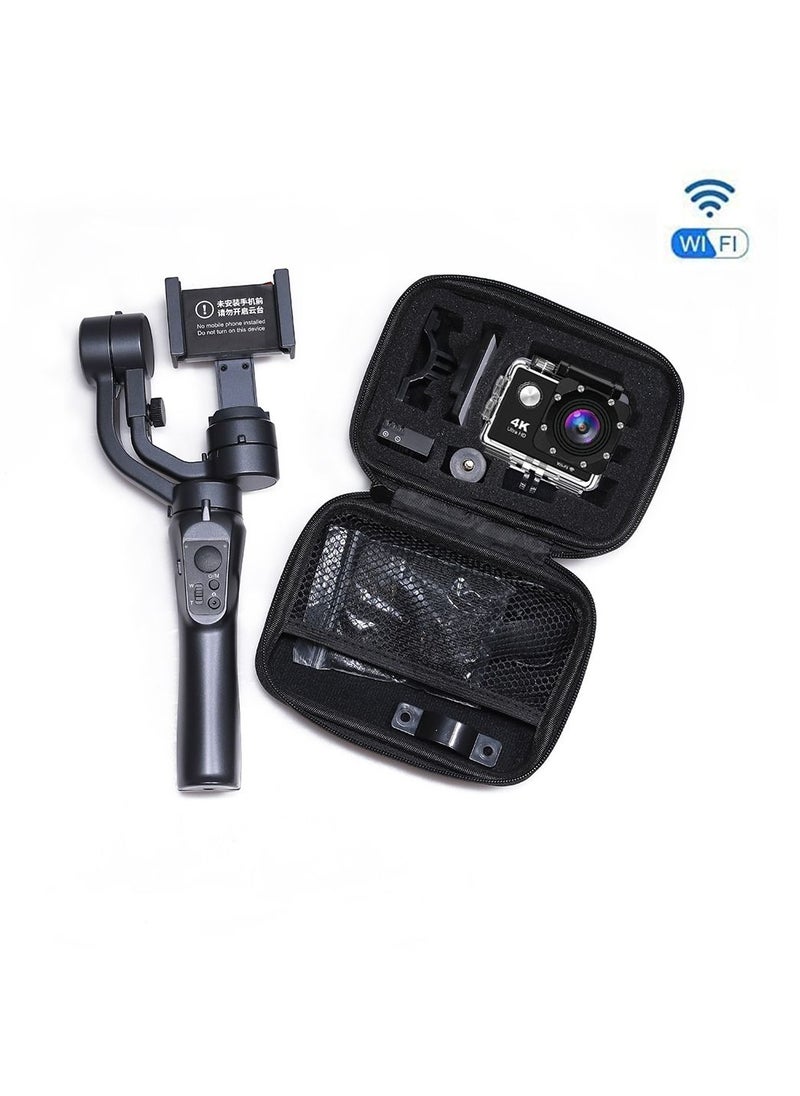 Wifi Action Camera with Waterproof Case plus mobile stabilizer