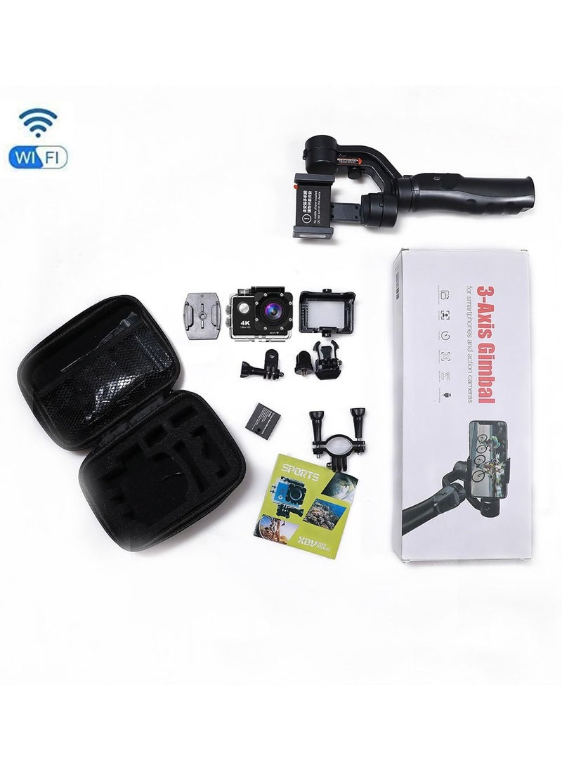 Wifi Action Camera with Waterproof Case plus mobile stabilizer