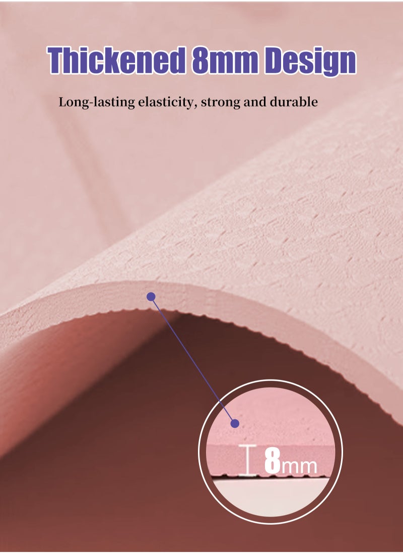 Yoga Mat Non Slip, Pilates Fitness Mats, Eco Friendly, Anti-Tear 8mm Thick Yoga Mats for Women, Exercise Mats for Home Workout with Carrying Sling and Storage Bag