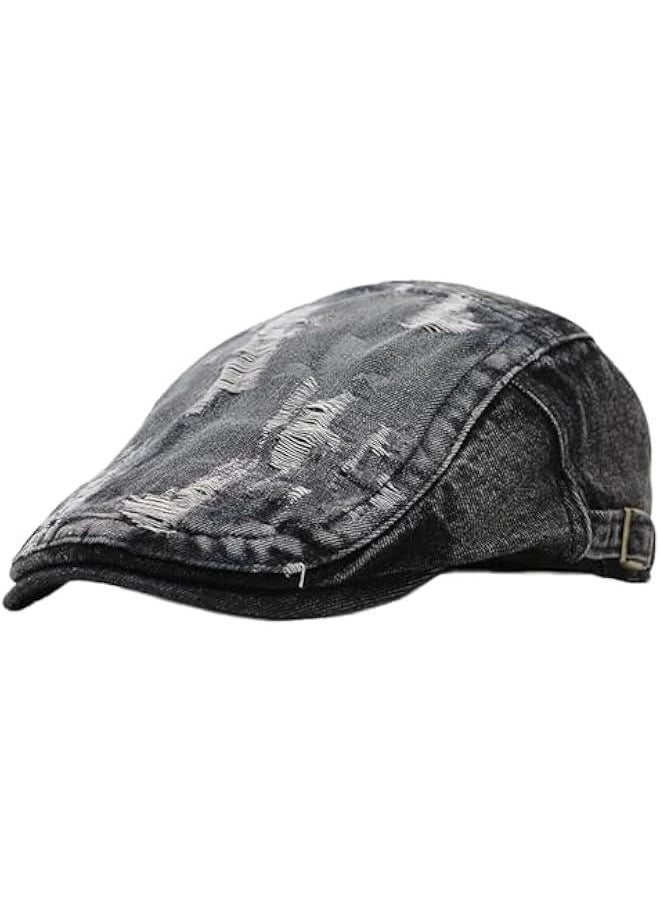 Men's Denim Newsboy Flat Cap Gatsby Ivy Cabbie Hat Driving Cap