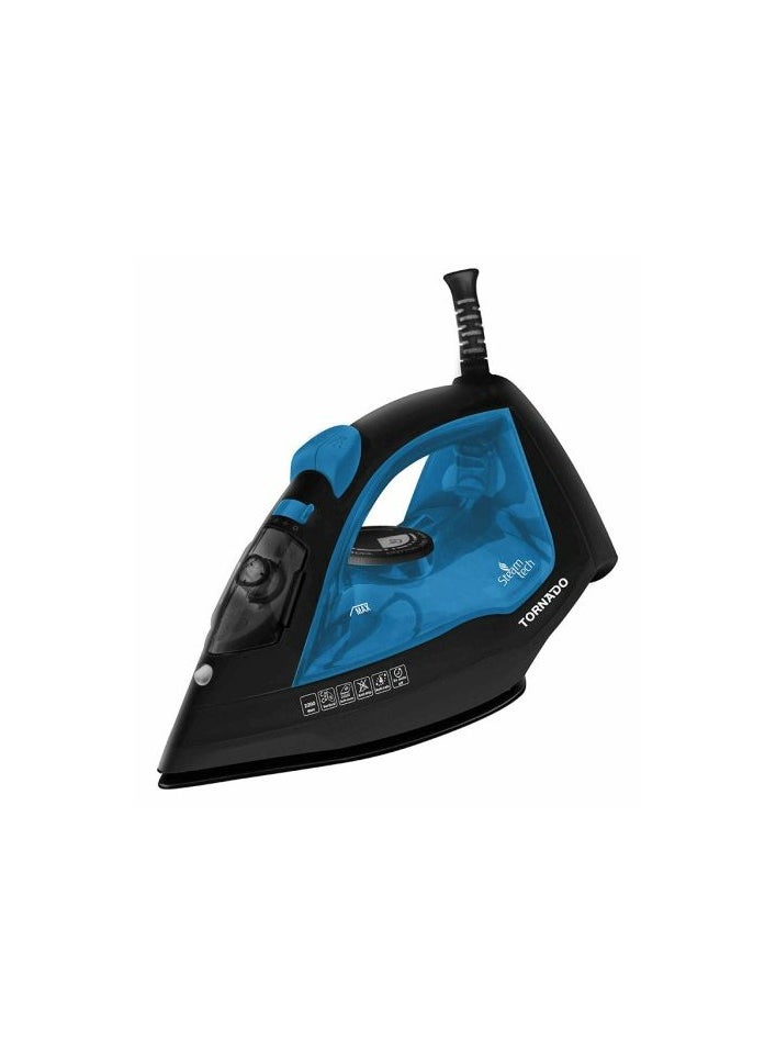 TORNADO Steam Iron 2200 Watt Ceramic Soleplate Continuous Steam 300ML Blue/ Orange - TST-2200
