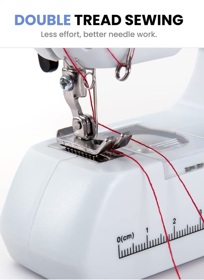 Handheld Sewing Machine, Portable Mini Sewing Machine, Machine Electric Stitch Tool, Electric Sewing Machine with Sewing Accessories, Suitable for Clothing, Curtains, Denim, Leather(White)