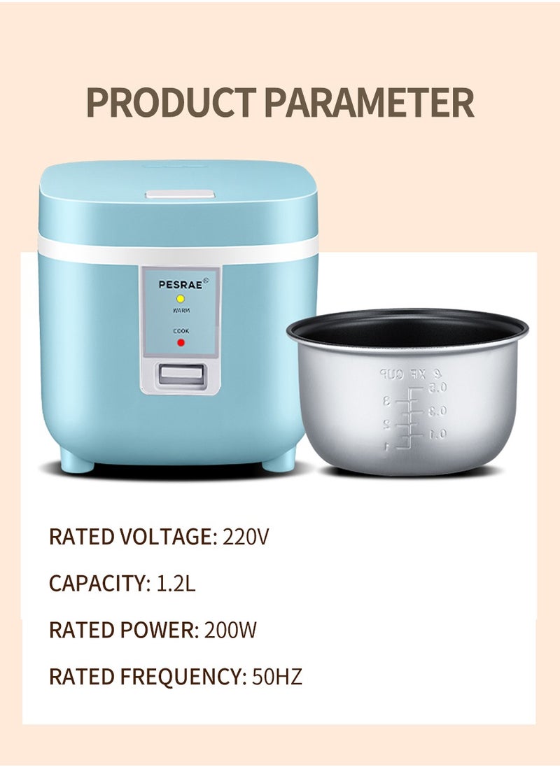 1.2 Liter Mini Multifunctional Non-Stick 200 Watt Small Portable Mechanical Home Rice Cooker for 1-2 People
