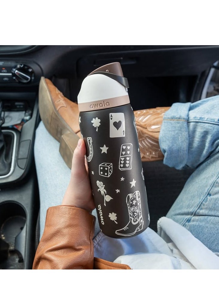 Freesip Insulated Stainless Steel Water Bottle With Straw For Sports And Travel, Bpa-Free,32-Ounce