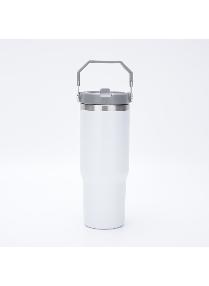 30oz Stanley same portable car Cup 304 stainless steel vacuum cup ice heater cold water Cup factory wholesale White