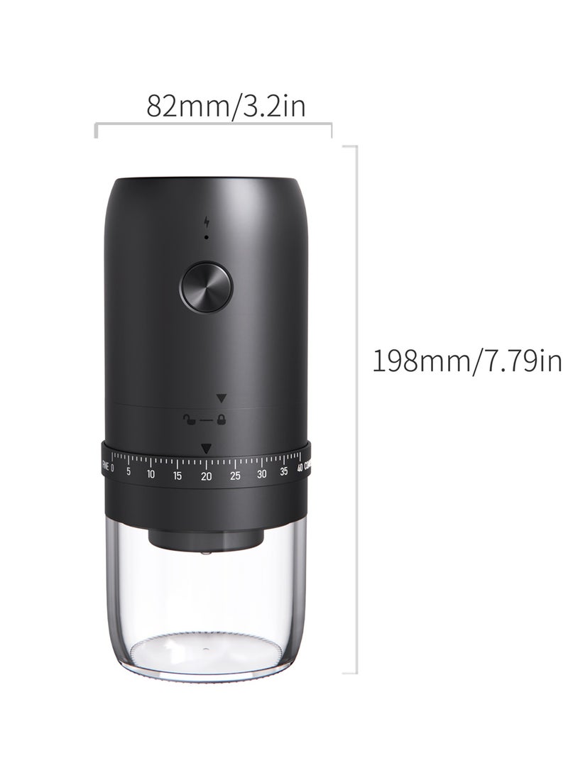 Portable Coffee Grinder, Rechargeable Electric Burr Ginder with External Adjustable Grind Settings (Black)