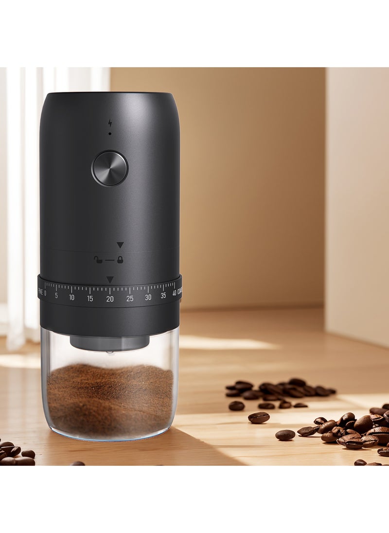 Portable Coffee Grinder, Rechargeable Electric Burr Ginder with External Adjustable Grind Settings (Black)