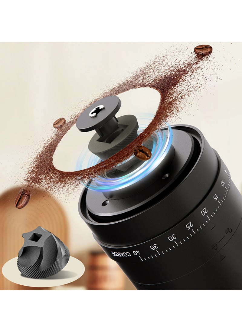 Portable Coffee Grinder, Rechargeable Electric Burr Ginder with External Adjustable Grind Settings (Black)