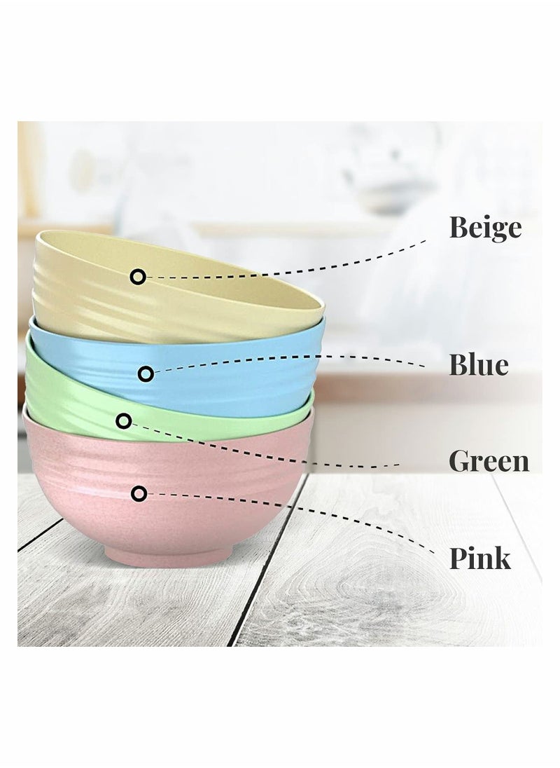 Unbreakable Cereal Bowls Reusable Fiber Lightweight Bowl Set of 4 BPA Free Dishwasher Microwave Safe Perfect for Rice Fruit Salad Pasta Noodles Soup Kids Children Toddler Adult