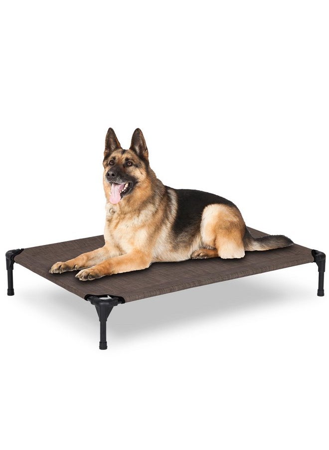 PVY Elevated Outdoor Dog Bed - Raised Dog Bed for Large Dogs, Waterproof Dog Cot Bed Easy to Assemble, Cooling Elevated Dog Bed with Breathable Teslin Mesh, Durable, Non Slip, Brown, 42 inches