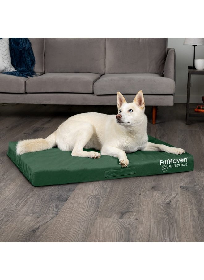 Furhaven Water-Resistant Memory Foam Dog Bed for Large Dogs w/ Removable Washable Cover, For Dogs Up to 95 lbs - Indoor/Outdoor Logo Print Oxford Polycanvas Mattress - Forest, Jumbo/XL