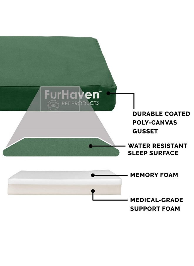 Furhaven Water-Resistant Memory Foam Dog Bed for Large Dogs w/ Removable Washable Cover, For Dogs Up to 95 lbs - Indoor/Outdoor Logo Print Oxford Polycanvas Mattress - Forest, Jumbo/XL