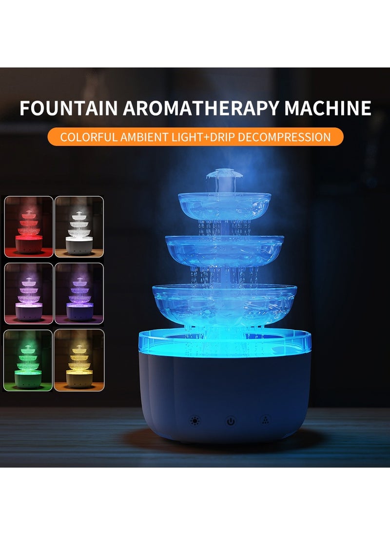 Fountain aromatherapy machine air fountain humidifier water drop essential oil diffuser spray fountain use at the same time suitable for large room bedroom lantern gift white