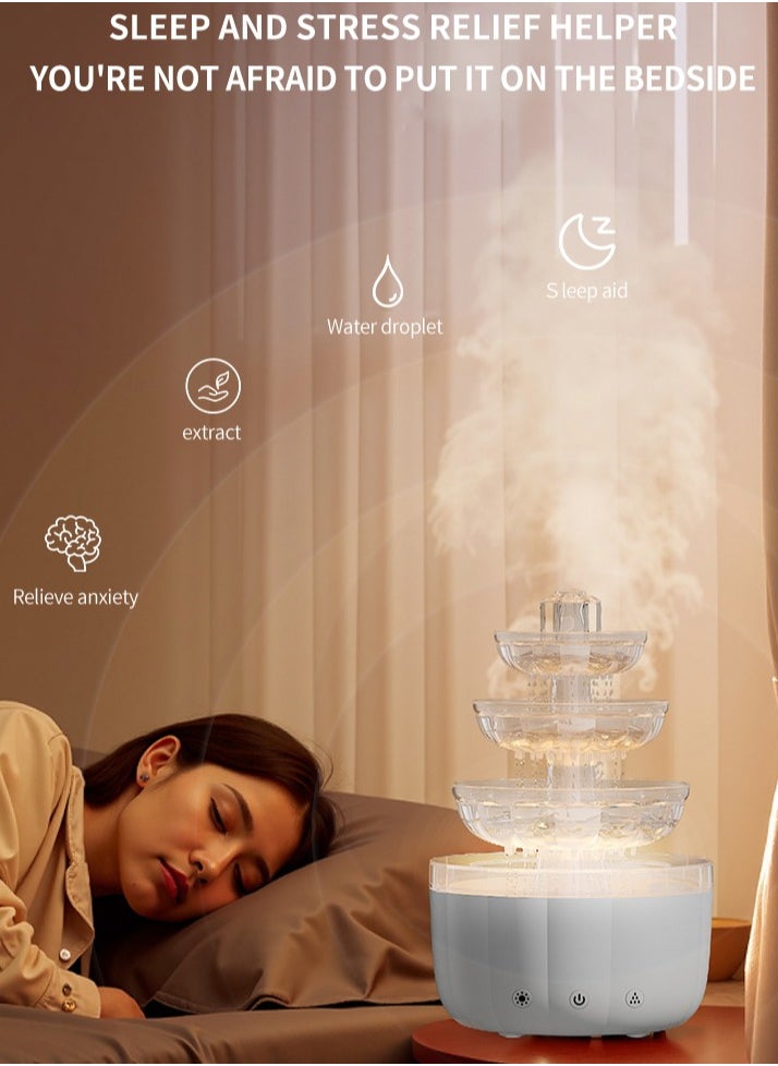 Fountain aromatherapy machine air fountain humidifier water drop essential oil diffuser spray fountain use at the same time suitable for large room bedroom lantern gift white