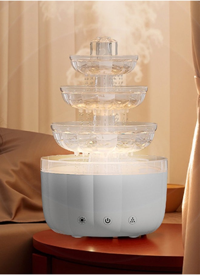 Fountain aromatherapy machine air fountain humidifier water drop essential oil diffuser spray fountain use at the same time suitable for large room bedroom lantern gift white