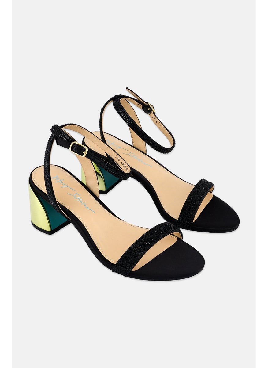 Women Adjustable Buckle Closure Sandals, Black