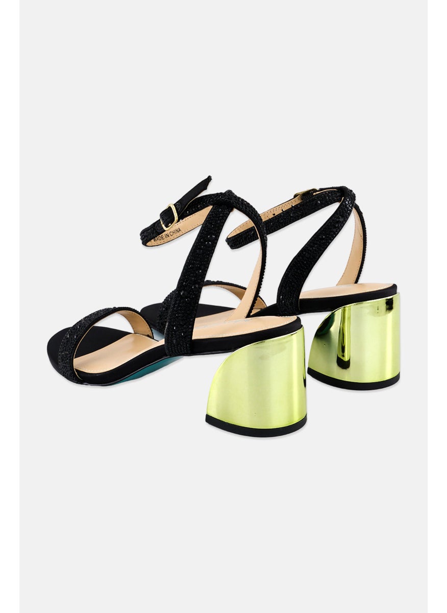 Women Adjustable Buckle Closure Sandals, Black