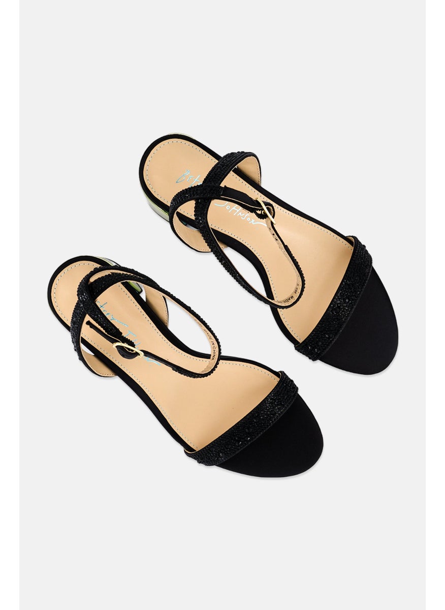 Women Adjustable Buckle Closure Sandals, Black