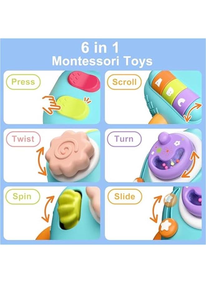 Baby Elephant Activity Cube, Infant Busy Cube Montessori Toy for 1 Year Old, Babies Carseat Plane Travel Toy, Toddler Sensory Development Learning Birthday Gift 6-9-12-18 Months 2 3 Year