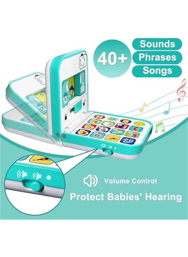 Baby Cell Phone Toy 6-12 Month, Toddler Flip Smartphone Pretend Play Mirror Sound, Kids Music Learning Montessori Travel Game, Infant Fun Birthday Gift 12-18M, Children Boy Girl 1 2 3 Yr