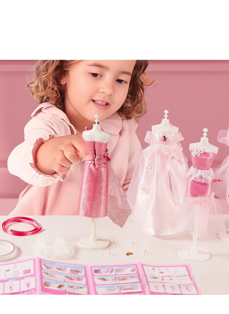 Kids DIY Princess Dress Design Toy Set, Creative Fashion Craft Kit Gift for Girls Ages 3-6