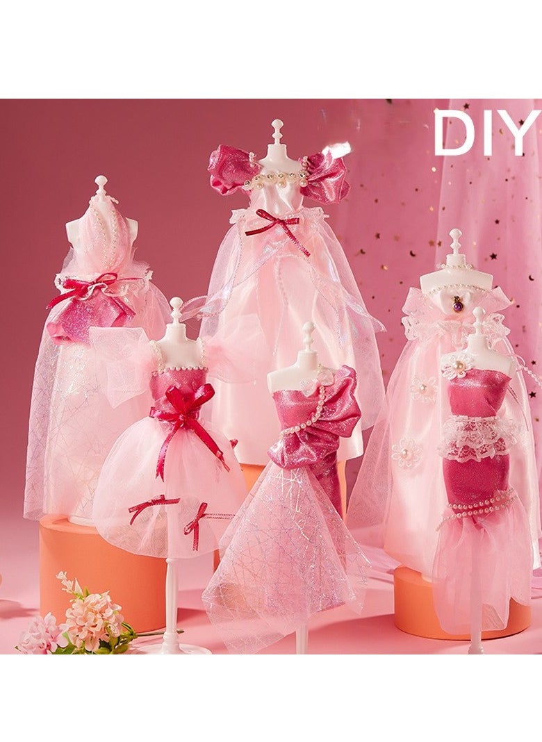 Kids DIY Princess Dress Design Toy Set, Creative Fashion Craft Kit Gift for Girls Ages 3-6