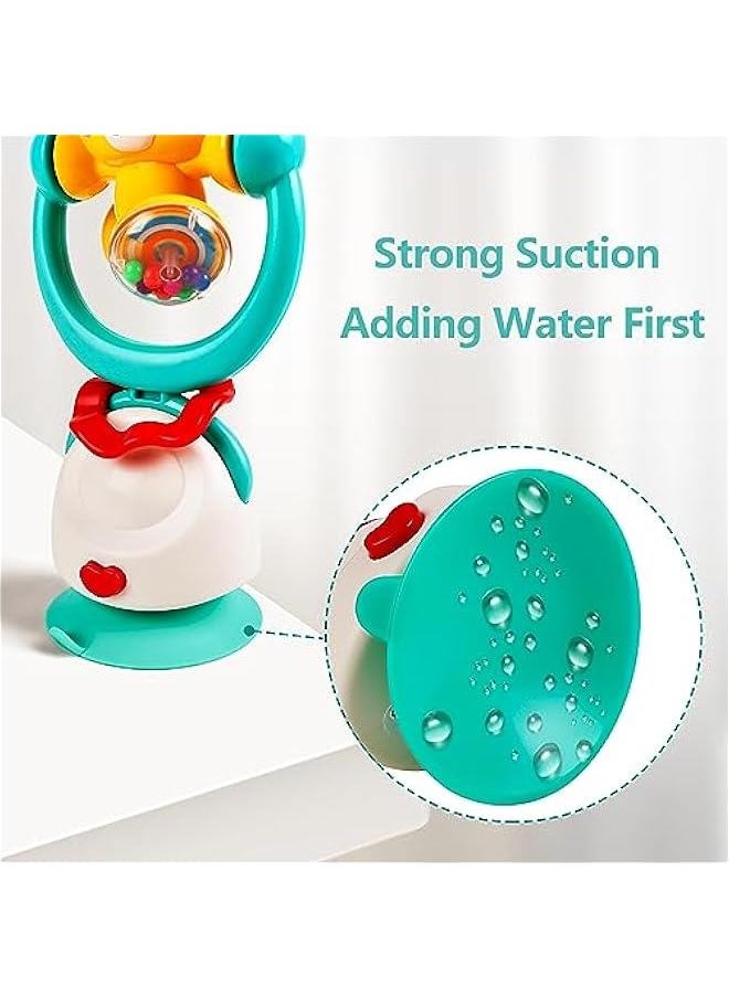 Baby High Chair Toys, Infant Suction Table Rattle Set 6-12 Month, Early Development Grab Spin Sensory  Gift Stuffer for 9 18 Month 1 2 3 Years Toddler Boy Girl-Octopus & Bear