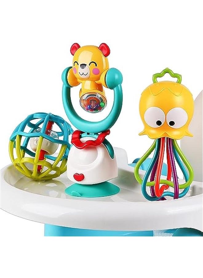 Baby High Chair Toys, Infant Suction Table Rattle Set 6-12 Month, Early Development Grab Spin Sensory  Gift Stuffer for 9 18 Month 1 2 3 Years Toddler Boy Girl-Octopus & Bear