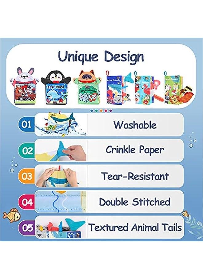 Soft Baby Books 1 Year Old, Babies Animal Cloth Book 6-12 Month, Infant Touch Feel Crinkle Book, Toddler Carseat Crib Bedtime Toy, Newborn Stocking Stuffer Gift 9 18M 2 3 Yr Kid Boy Girl