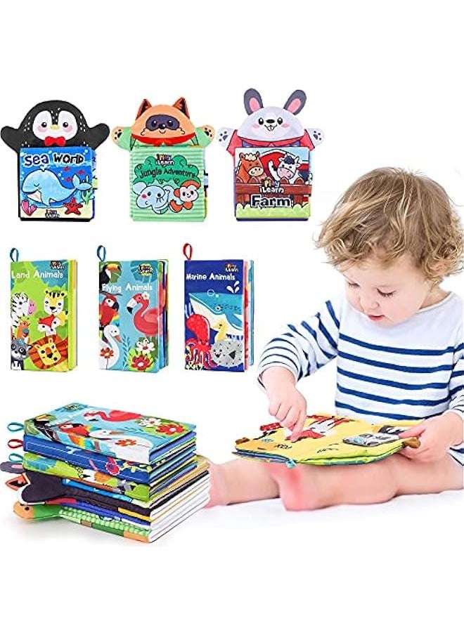 Soft Baby Books 1 Year Old, Babies Animal Cloth Book 6-12 Month, Infant Touch Feel Crinkle Book, Toddler Carseat Crib Bedtime Toy, Newborn Stocking Stuffer Gift 9 18M 2 3 Yr Kid Boy Girl