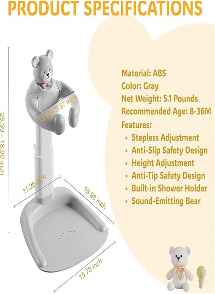 Baby Shower Stand, Adjustable Height Baby Shower Stand with Non-slip Base, Portable Bathing Assistant, Smart Water Flow Hug Tower Bath Shower Stand, Hugable Bear Bathing Stand for Infants and Toddlers