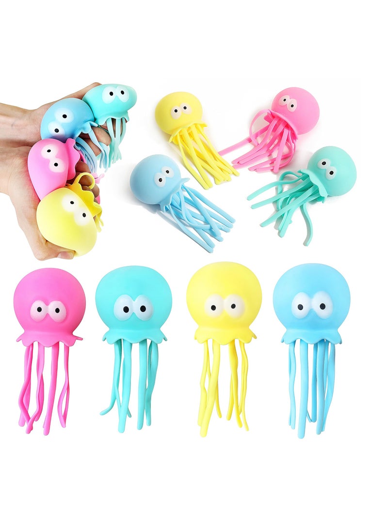 Stress Balls for Kids and Adults, Sea Animals Squeeze Toys, Dough Ball, Sensory Fidget Toy Anxiety Stress Relief Squeezing Balls Calming Tool, for Kids Party Favors, Octopus, 4 Color