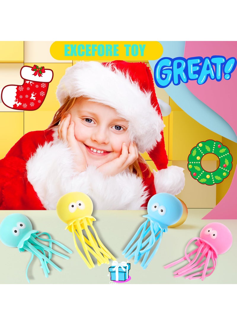Stress Balls for Kids and Adults, Sea Animals Squeeze Toys, Dough Ball, Sensory Fidget Toy Anxiety Stress Relief Squeezing Balls Calming Tool, for Kids Party Favors, Octopus, 4 Color