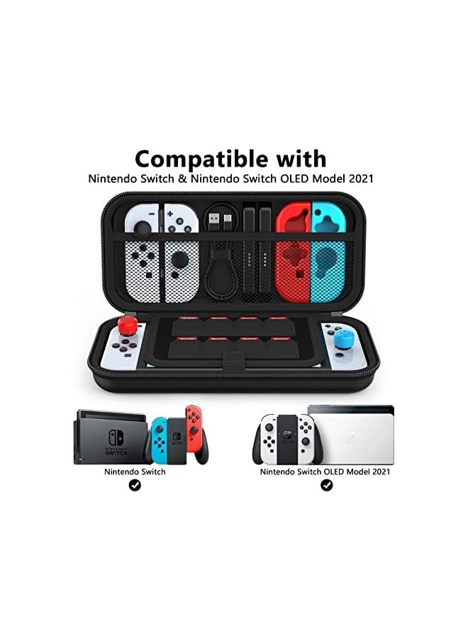 Case Compatible with Nintendo Switch/Switch OLED Protective Hard Portable Travel Carry Case Shell Pouch Compatible with Nintendo Switch Console and Accessories