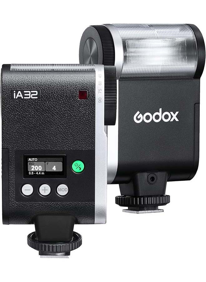 Godox IA32 Mini Camare Flash,Speedlite GN15 with 8 Levels Flash Power 1/128-1/1,S1/S2 Optical Control for Fuji,for Canon,for Nikon,for Sony, for Olympus