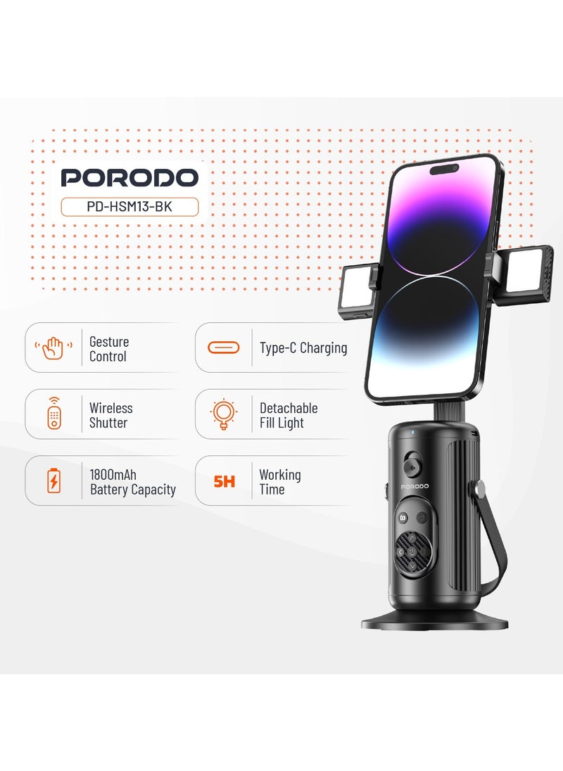 Face Tracking Smart Mount with  Detachable Fill Light and Gesture Control / Wireless Shutter - Black