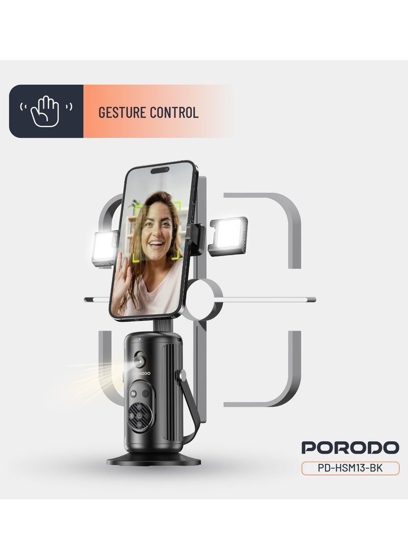 Face Tracking Smart Mount with  Detachable Fill Light and Gesture Control / Wireless Shutter - Black